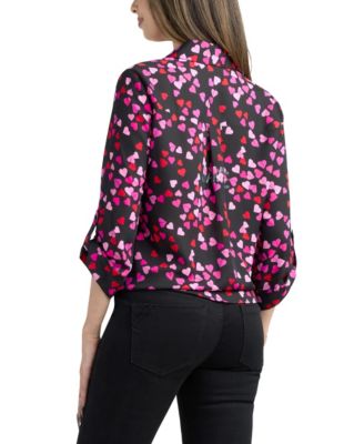 Junior's Printed Button Up Collar Top