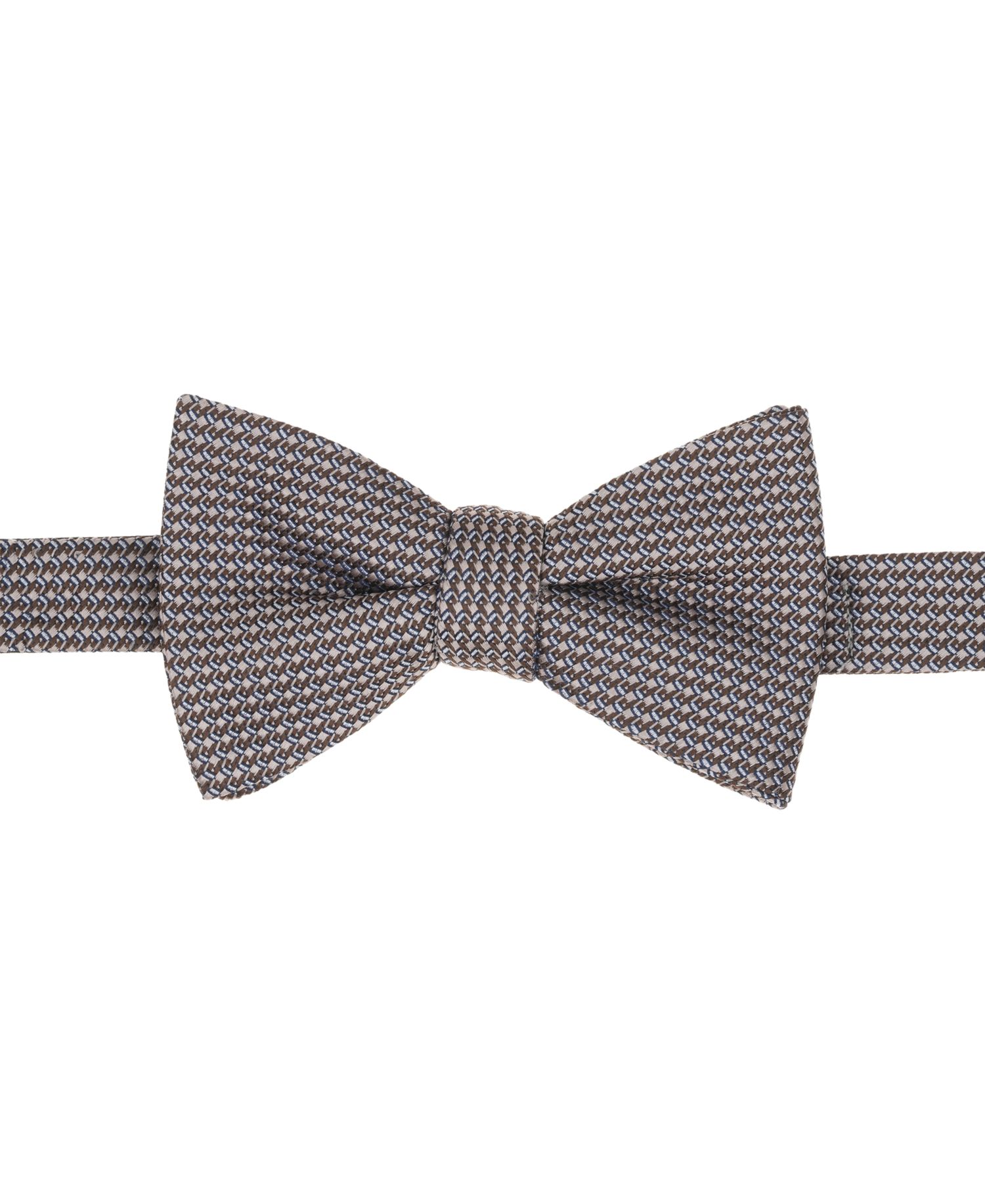 Men's Mini-Pattern Bow Tie and Solid Pocket Square 2-Piece Set