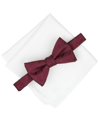 Men's Saxon Stripe Solid Bow Tie and Pocket Square, 2-Piece Set, Macy's Exclusive
