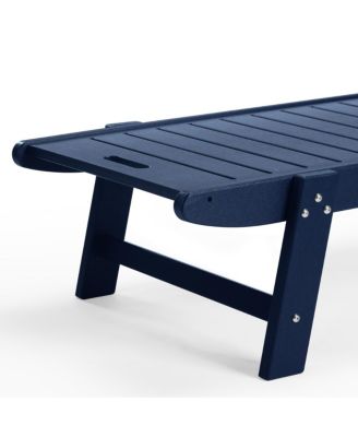 Outdoor HDPE Patio Chaise Lounges With Wheels & Cup Holder (Set of 4)