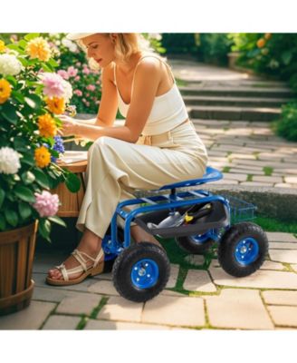 4-Wheel Rolling Garden Cart Work Seat