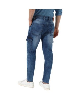 Men's Medium-Wash Cargo Denim Jeans