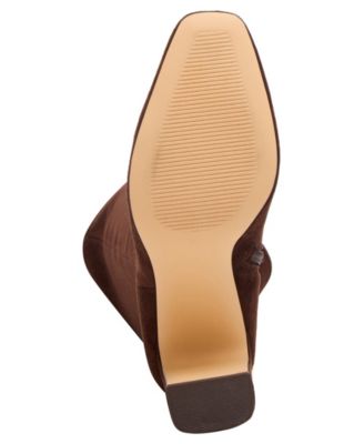 Wisee Wide-Calf Block-Heel Knee-High Dress Boots