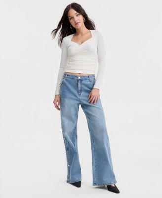 Women's Long-Sleeve Sweetheart-Neck Knit Top, Macy's Exclusive