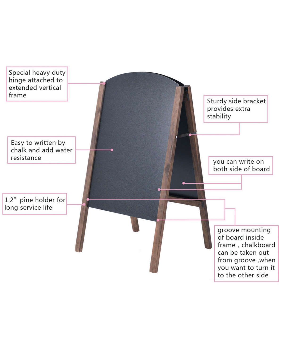 Sugift 31.5 Inch Wood A-Frame Sidewalk Signage Chalkboard