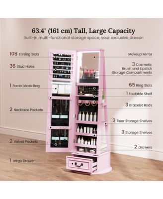 360° Swivel Jewelry Armoire with LED Full-Length Mirror