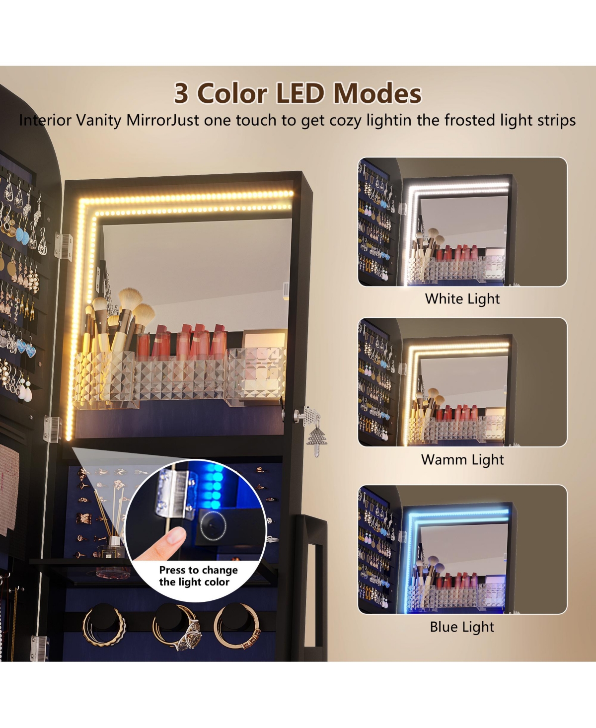 Vlsrka Full-length mirror with wooden frame for floor standing or wall mounting