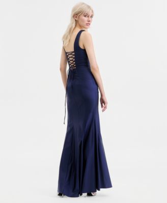 Juniors' Corset Lace-Up-Back Gown