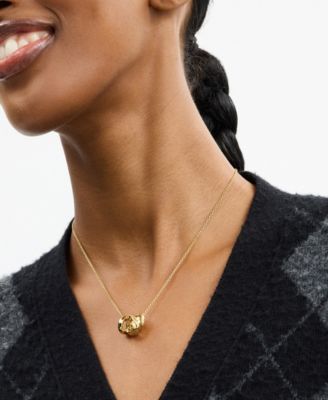 Faux Stone Signature C Braided Rondelle Pendant Necklace