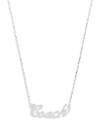 Faux Stone Signature Coach Name Plate Pendant Necklace