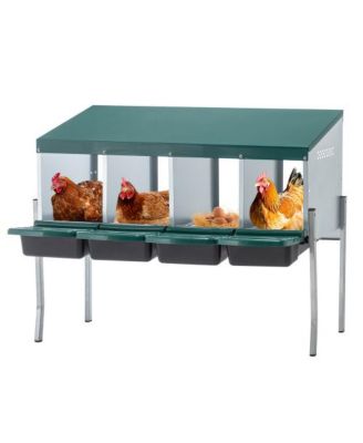 13 in. 4-Hole Chicken Nest With Legs And Cover to Protect Eggs in Green