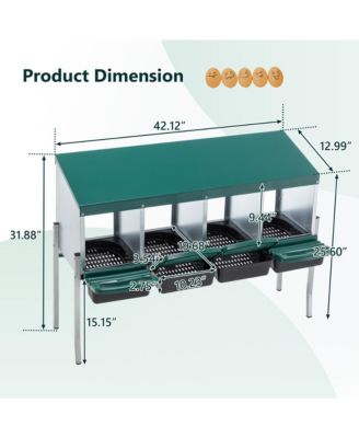 13 in. 4-Hole Chicken Nest With Legs And Cover to Protect Eggs in Green