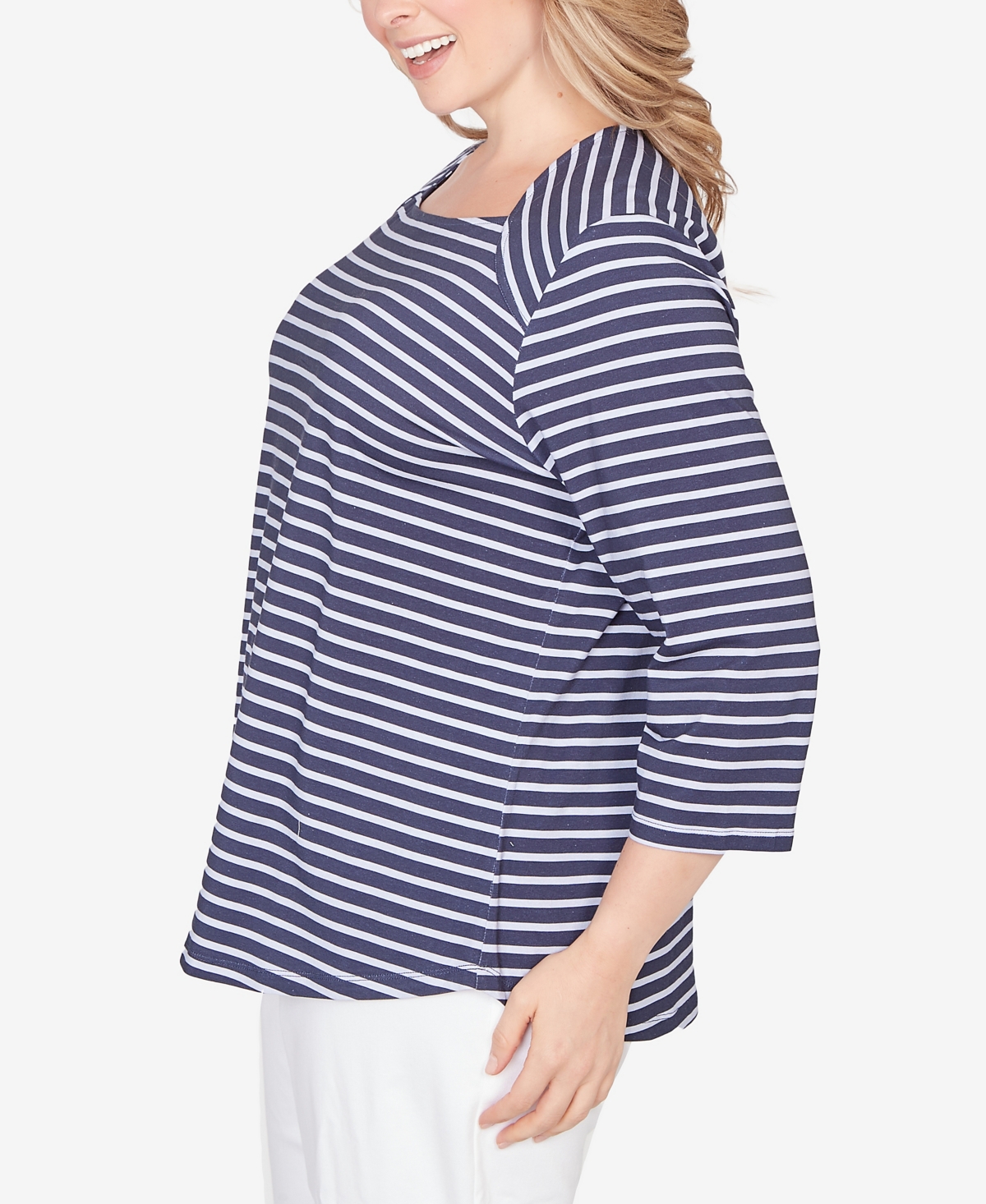 Ruby Rd. Plus Size Classic Marine Stripe Knit Top In Blue