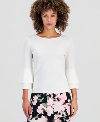 Women's Scoop-Neck Flare-Sleeve Sweater, Regular & Petite