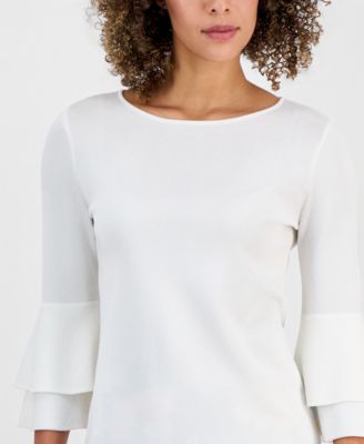 Women's Scoop-Neck Flare-Sleeve Sweater, Regular & Petite