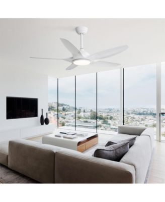 48-inch Matte White 5-Blade Ceiling Fan with Six Speed Remote Control and Forward Reverse Function for Indoor Use
