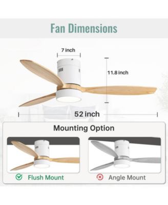 52-inch Modern White 3-Blade Flush Mount with Light and Remote Control