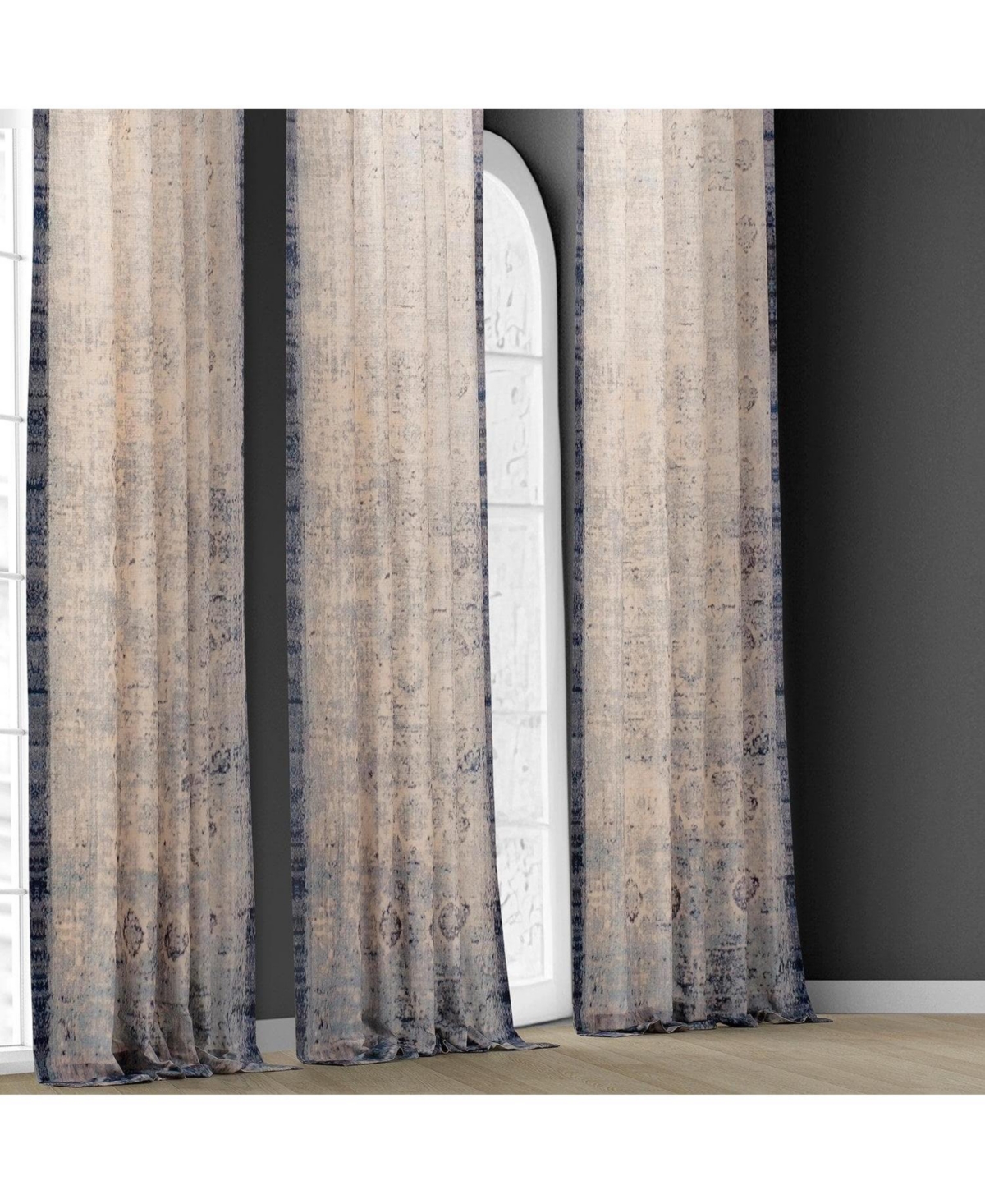 Half Price Drapes Beach Abstract Textured Printed Cotton Curtain