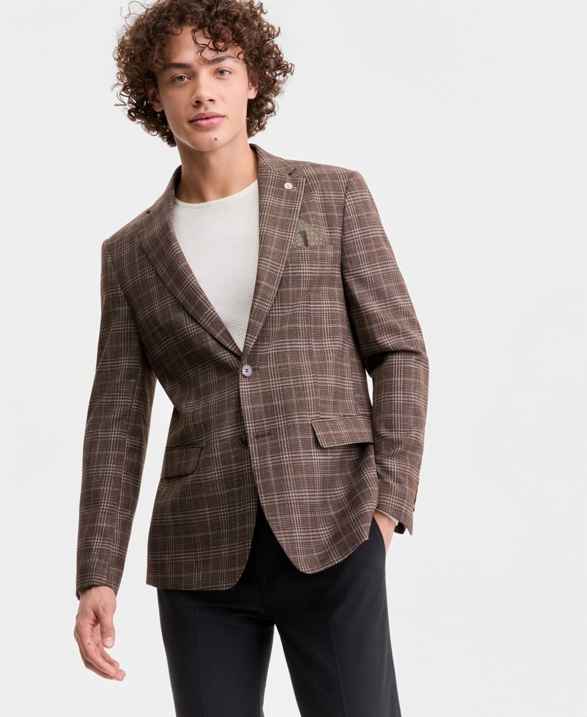 Мужские куртки Tom Baine Men's Plaid Notch-Lapel Slim-Fit Sport Coat — фото 1