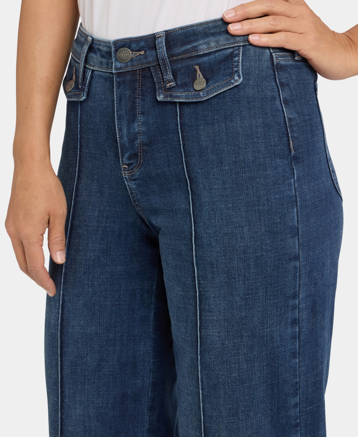 Nydj Women's Teresa Wide Leg Button Flap Jeans