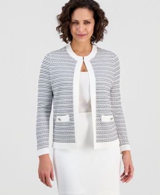 Women's Striped Kissing-Front Cardigan