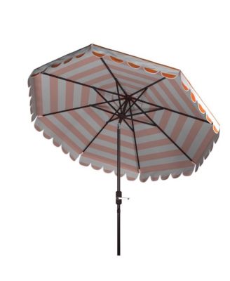 Maui Single Scallop Striped 9Ft Crank Push Button Tilt Umbrella