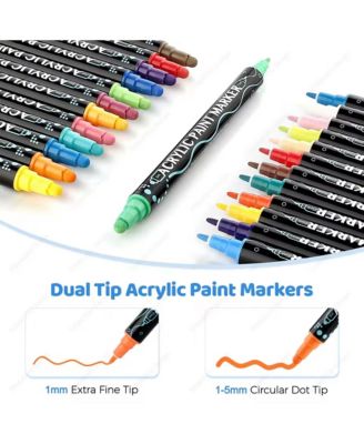 26-Color Premium Acrylic Paint Pens – Dual Tip Markers for Wood, Canvas, Stone, Glass, Ceramic, Rock Painting & Pumpkin Crafts