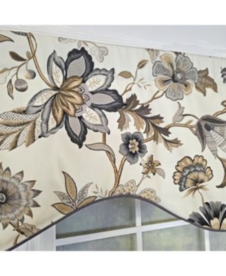 100% Cotton Zanzibar Cornice With Poly/Cotton Ivory lining Rod Pocket Valance 50" x 17" Gray