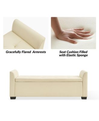 Monica 57.75 PU "Wide Tufted Storage Bench with Flared Arms