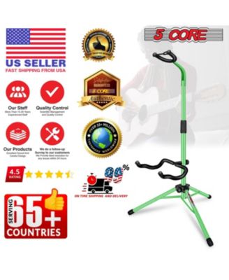 5Core Guitar Stand Pair Floor Folding Holder Soporte Para Guitarra for Acoustic Electric Bass - GSH HD D-BLU 2PK