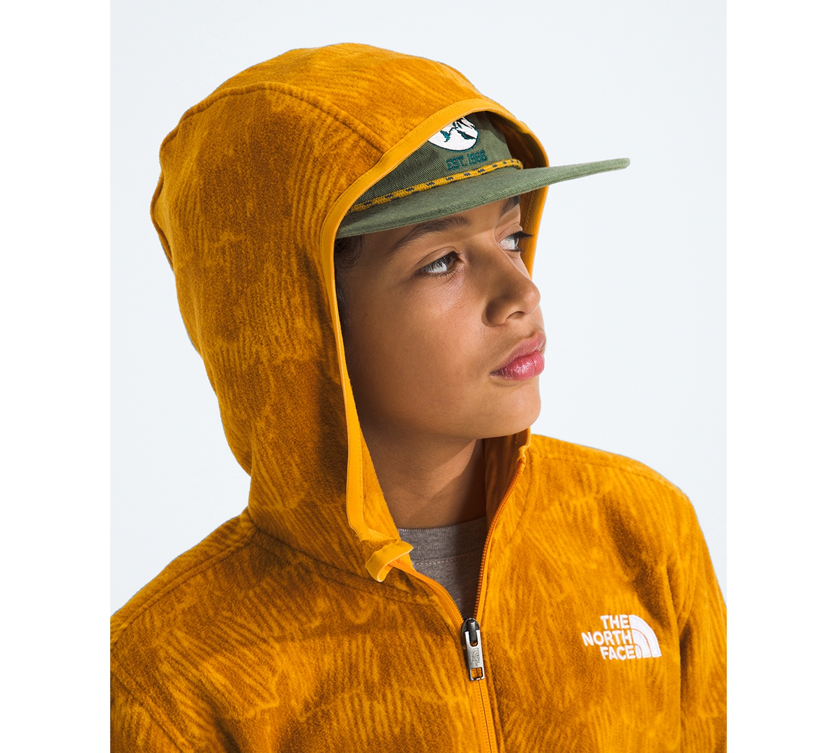 The North Face Boys And Girls 8-20 Glacier Full-zip Printed Hooded Jacket In Gold