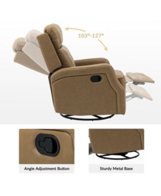  Beatriz 28.74" Wide Genuine Leather Swivel Rocker Recliner