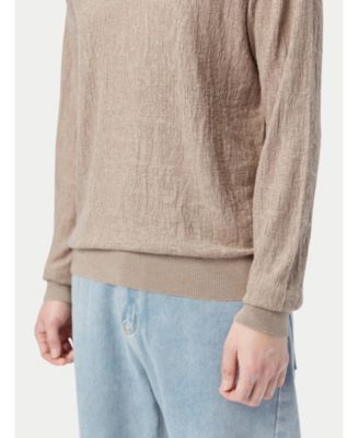 Men's Lightweight Silk Cashmere Textured Sweater Taupe