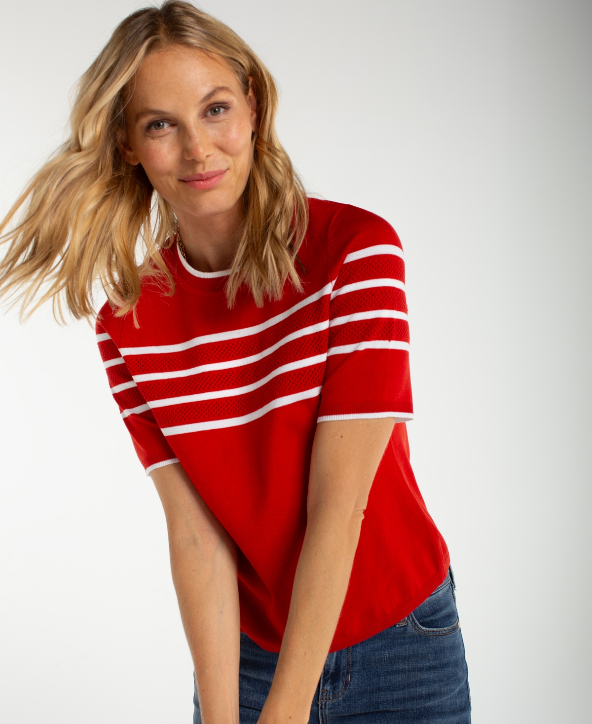 Liverpool Los Angeles Women's Short-Sleeve Crewneck Sweater