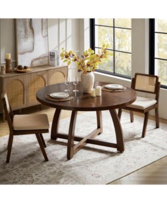 Mid-century Modern Loredana 54" Solid Wood Round Dining Table