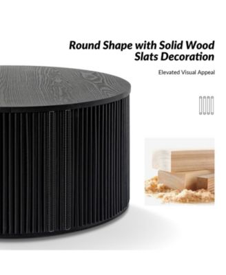 35.4" Wooden Lance Round Coffee Table