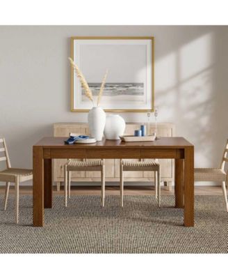 Andrea 60"W Modern Solid Wood Dining Table with Divided Storage Drawer