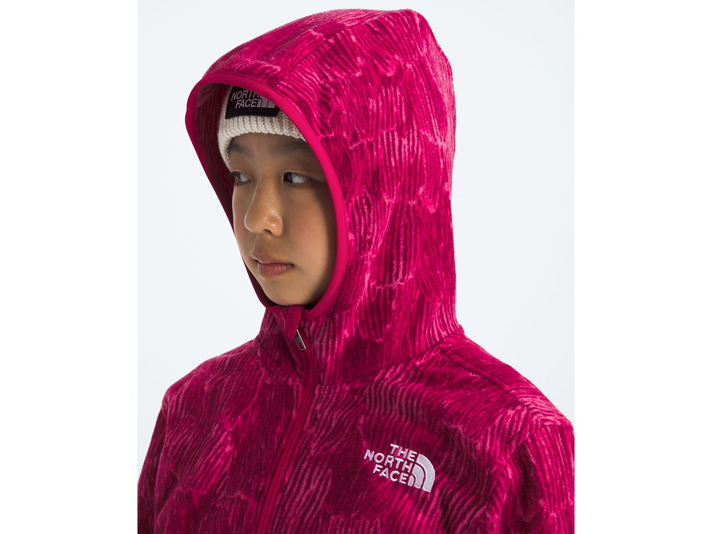 Детское худи The North Face Glacier Full-Zip Printed, цвет: Глубокий пурпурный розовый — фото 3