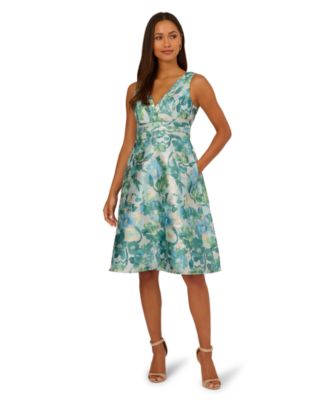 Women's Floral Jacquard Midi Dress