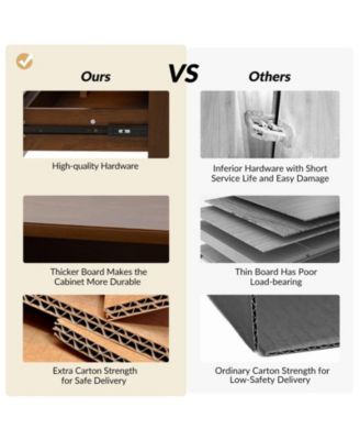 Kay Mid-century Modern 2 - Drawer End Table with  Built-In Outlets