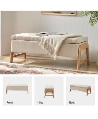 Mid-century Modern Lydia Storage Bench with Solid Wood Legs