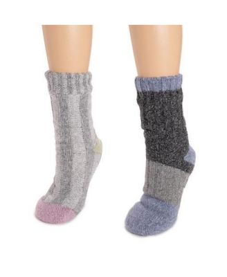 Women's Color Blocked Sweater Cabin Socks 2 Pair Pack