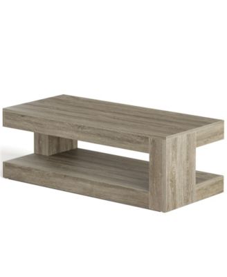 Coffee Table for Living Room, 47.24-Inch Farmhouse 2-Tier Accent Center Tea, Elegant Grey