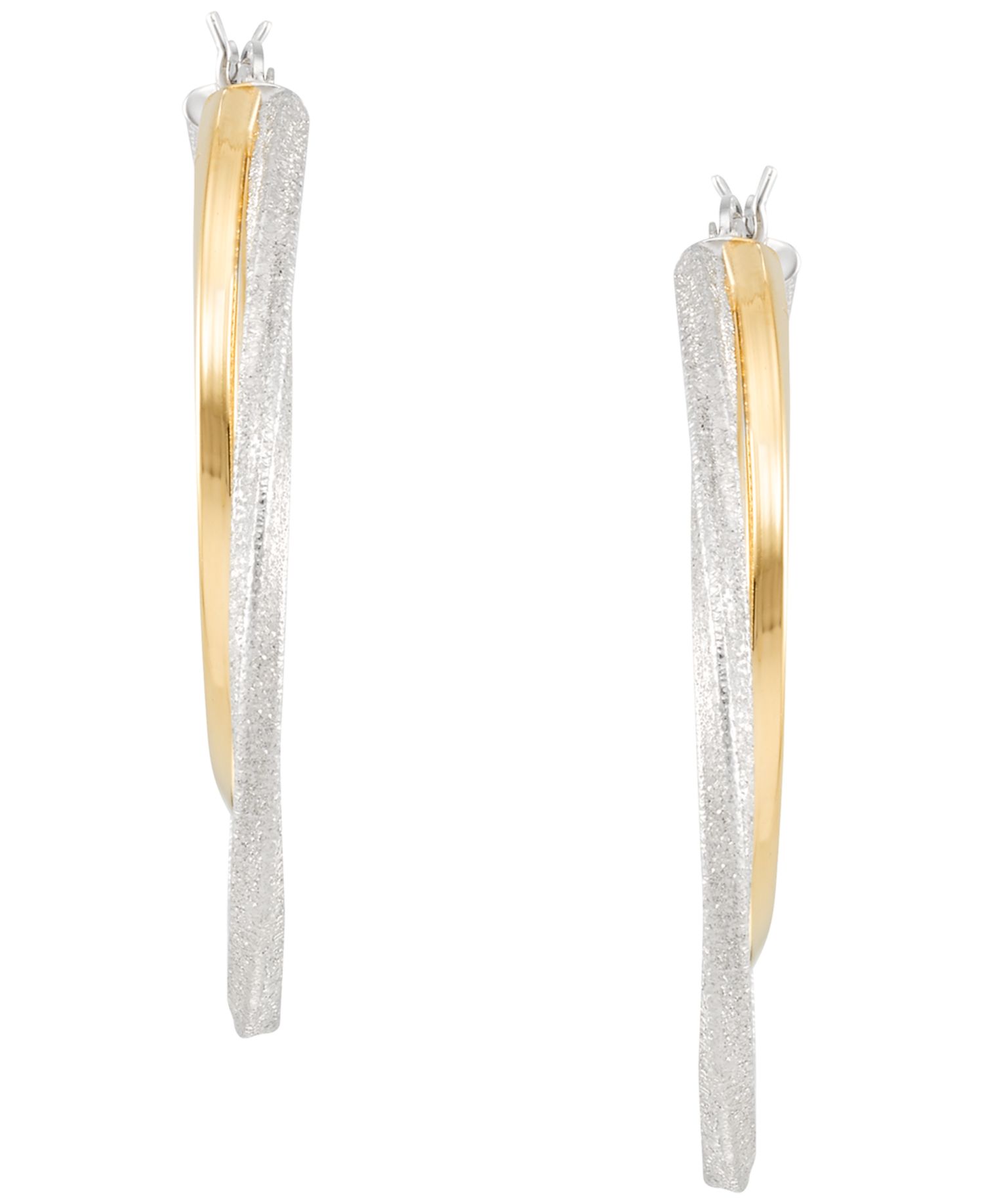 Two-Tone Twisted Double Hoop Earrings