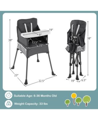 Toddler Folding High Chair with 2-position Tray Adjustable Safety Baffle