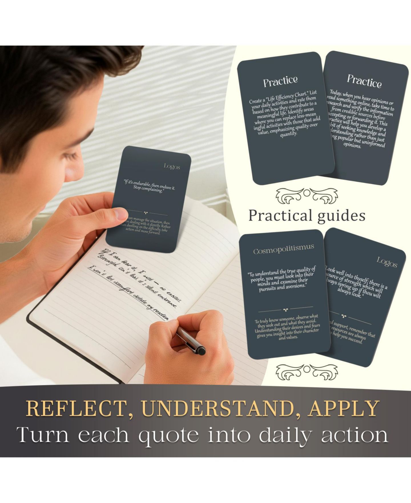Детская карточная игра Quokka Stoicism Cards Marcus Aurelius 122-Card Game, Ages 14+ — фото 5