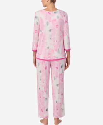 Women's V-Neck Top and Ankle Pajama Pants, 2-Piece Set