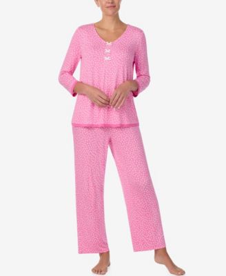 Ellen Tracy - Women's V-Neck Top and Ankle Pajama Pants, 2-Piece Set