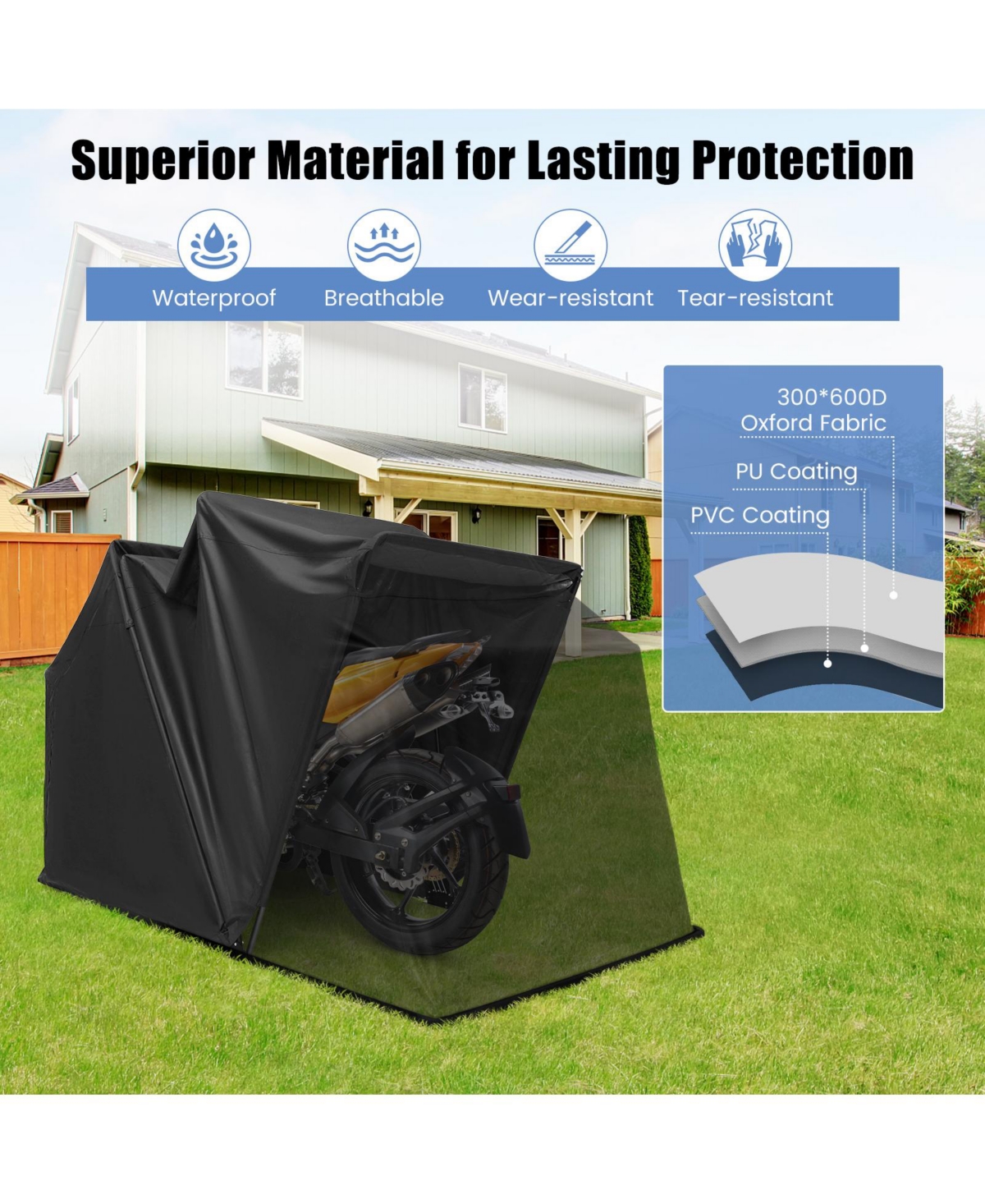 Skonyon Outdoor Motorcycle Shelter Waterproof Motorbike Storage Tent with Cover