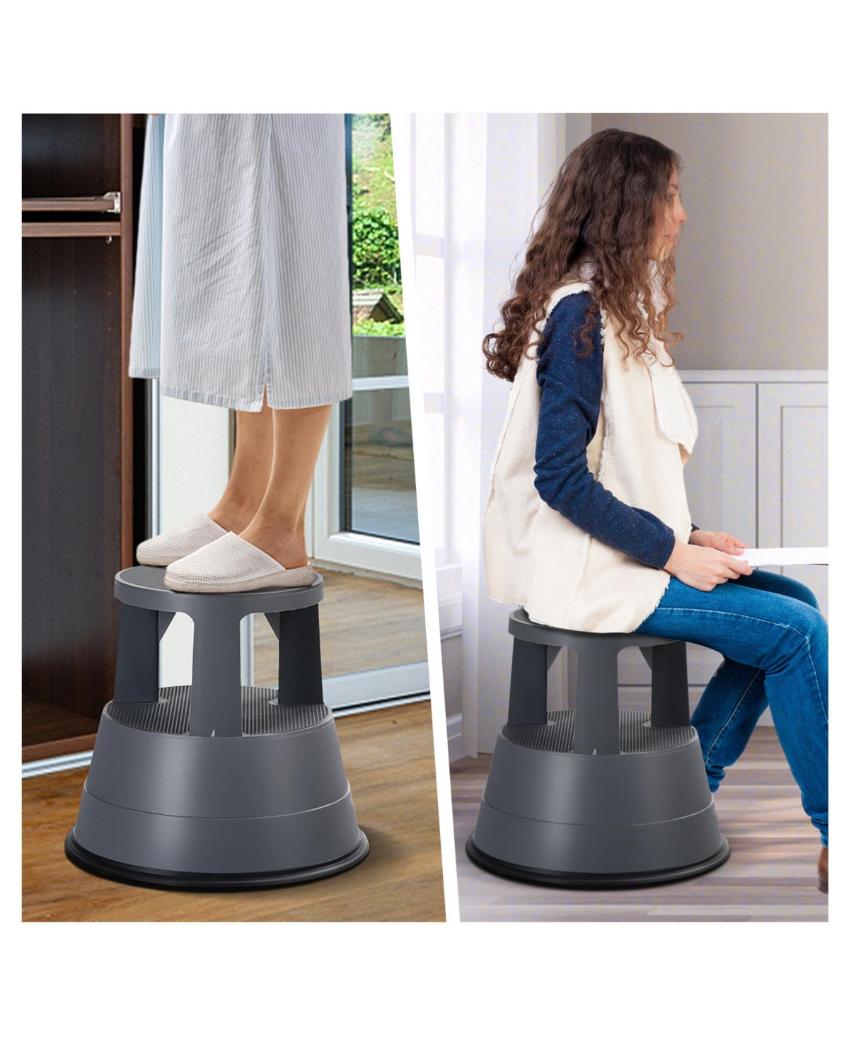 Sugift 330 lbs Step Stool with Non-Slip Rubber Platform